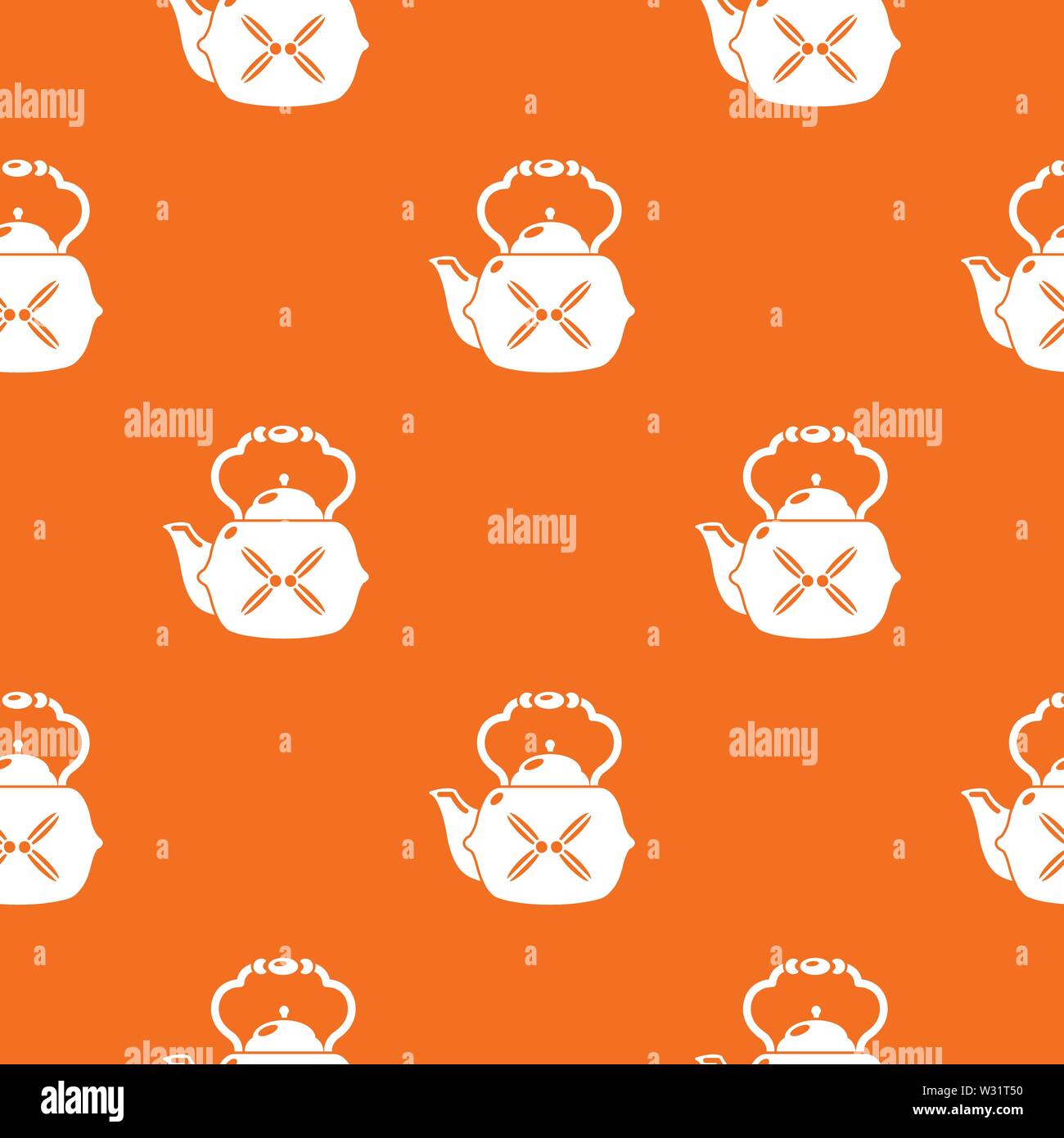 Kettle vintage pattern vector orange Stock Vector