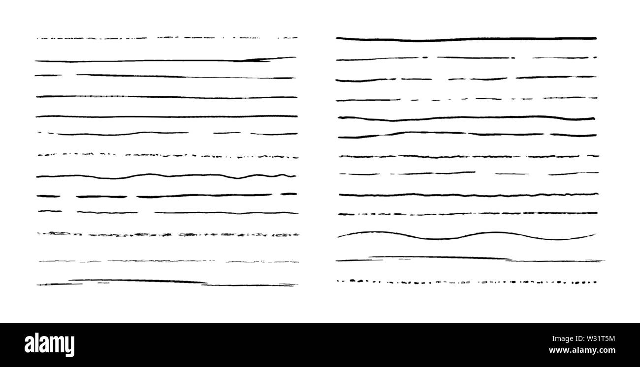 Set of lines. Hand drawn vector borders. Vintage doodle underlines ...