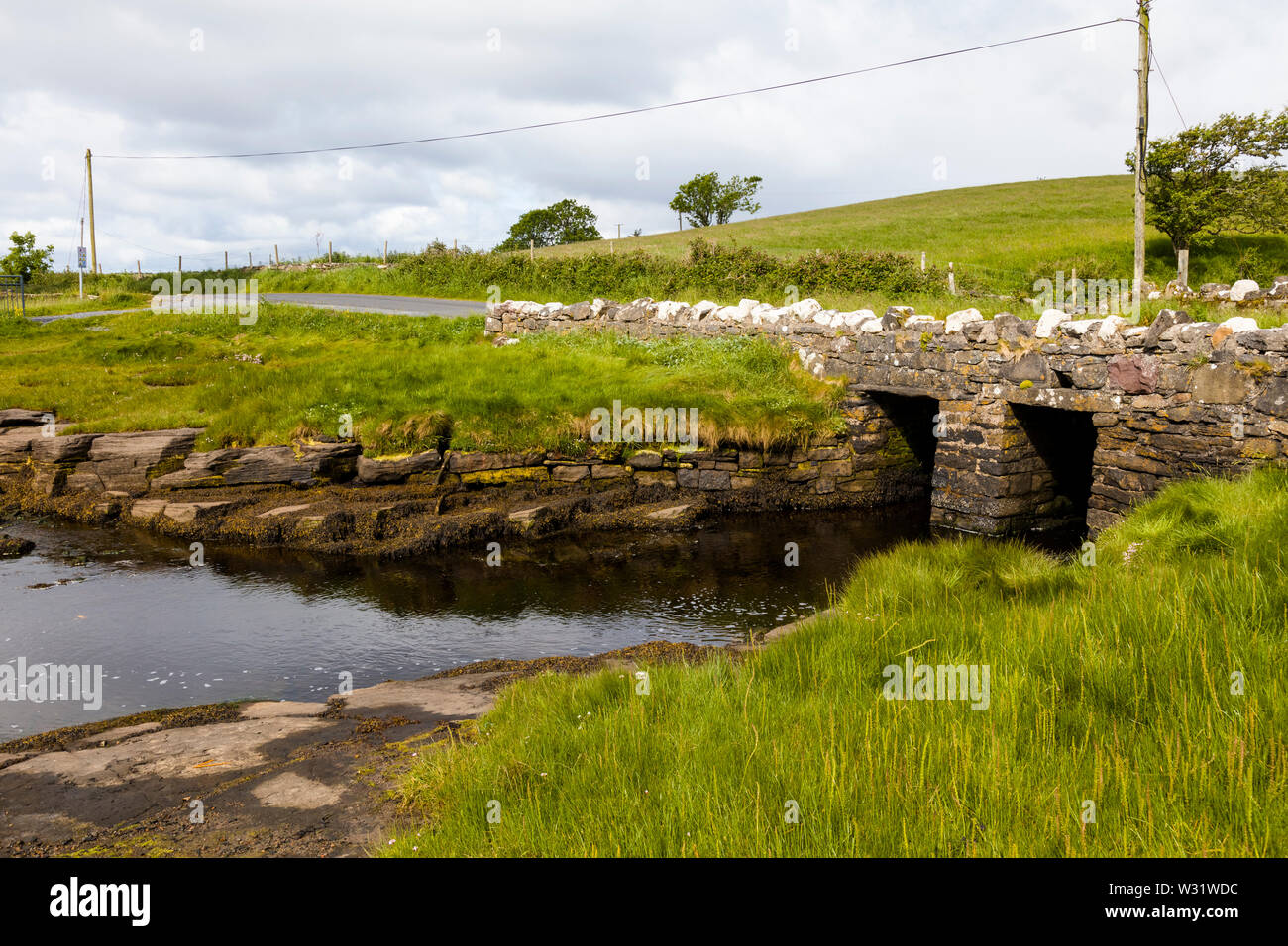 Old stone wall in County Galway Ireland Stock Photo
