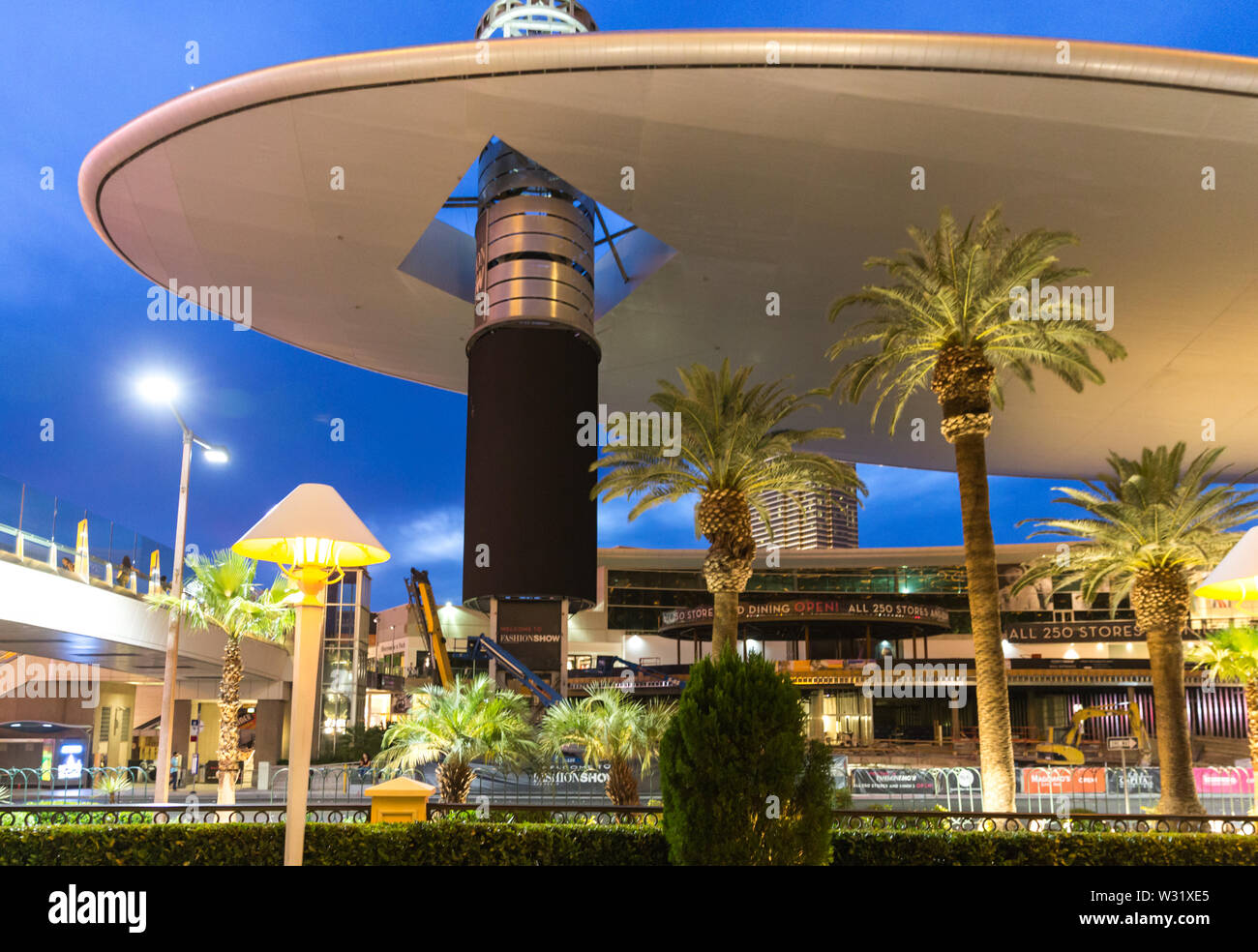 LAS VEGAS MAY 29, 2015 Fashion Show Mall in Las Vegas at dusk. One