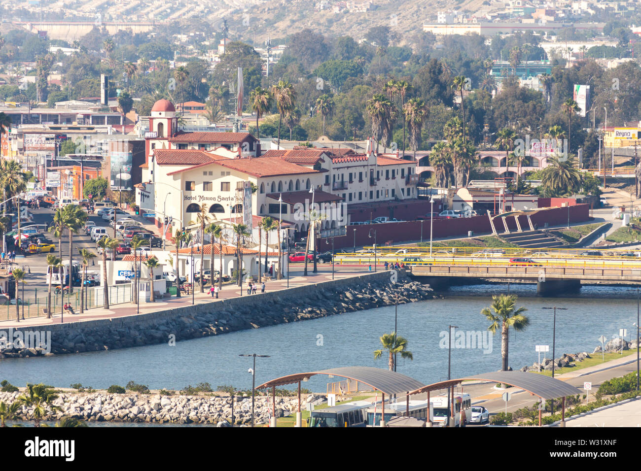 ENSENADA, MEXICO - MAY, 31, 2015: An aerial view of Ensenada town in ...