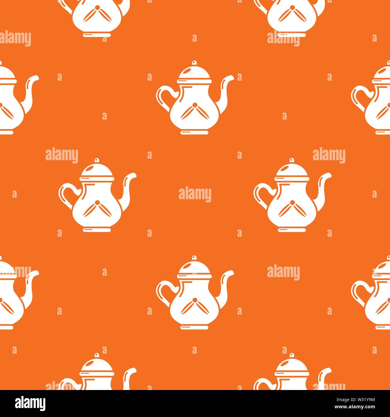 Kettle tea pattern vector orange Stock Vector