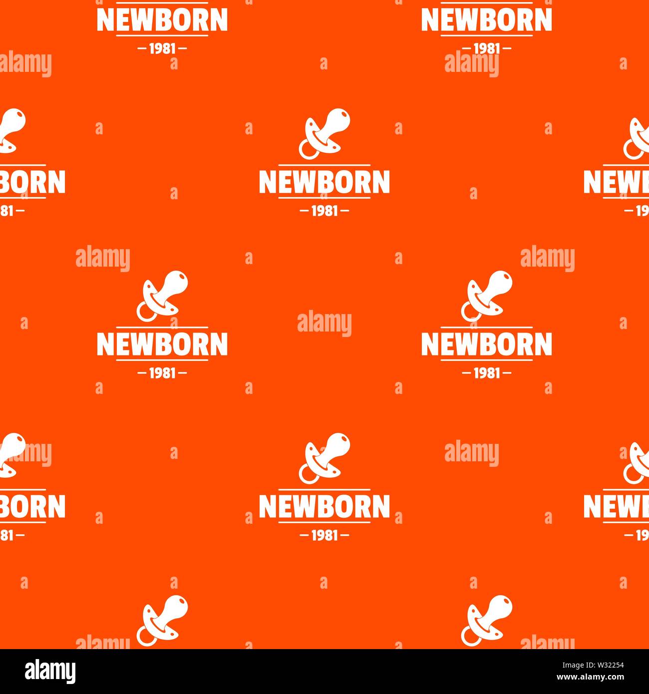 Newborn pacifier pattern vector orange Stock Vector