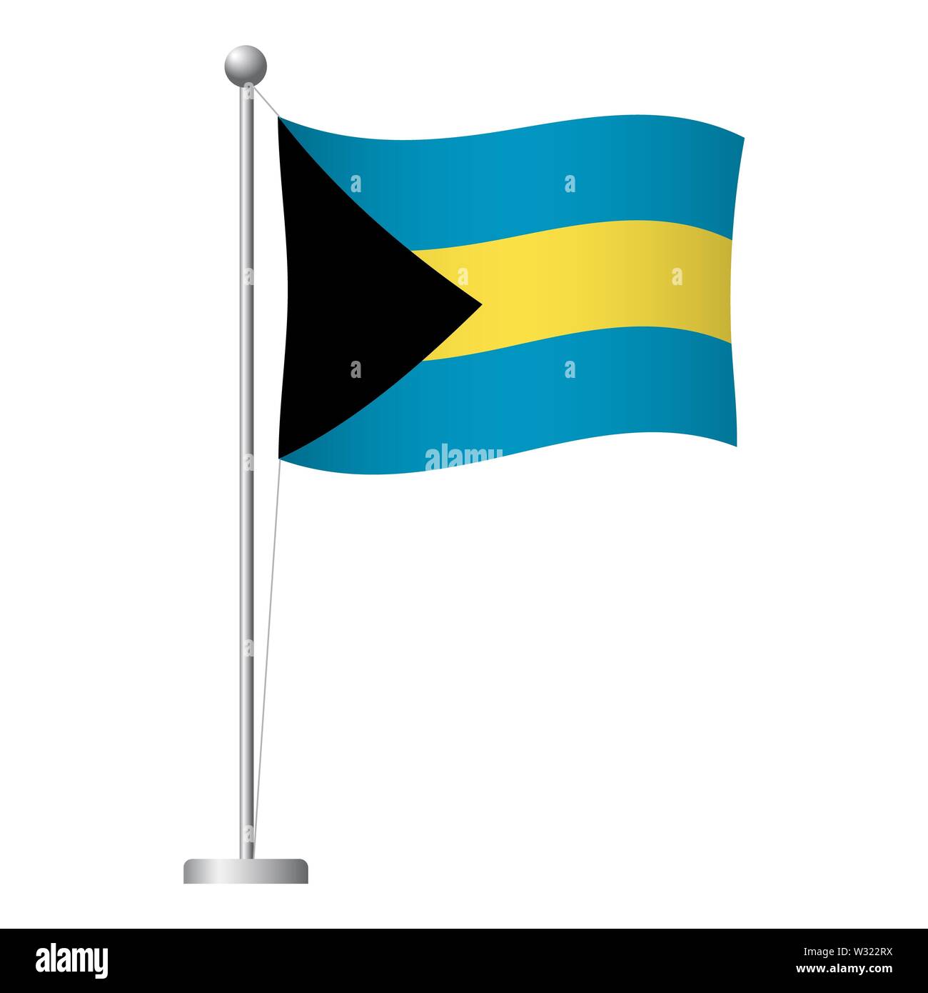 Bahamas flag on pole. Metal flagpole. National flag of Bahamas ...