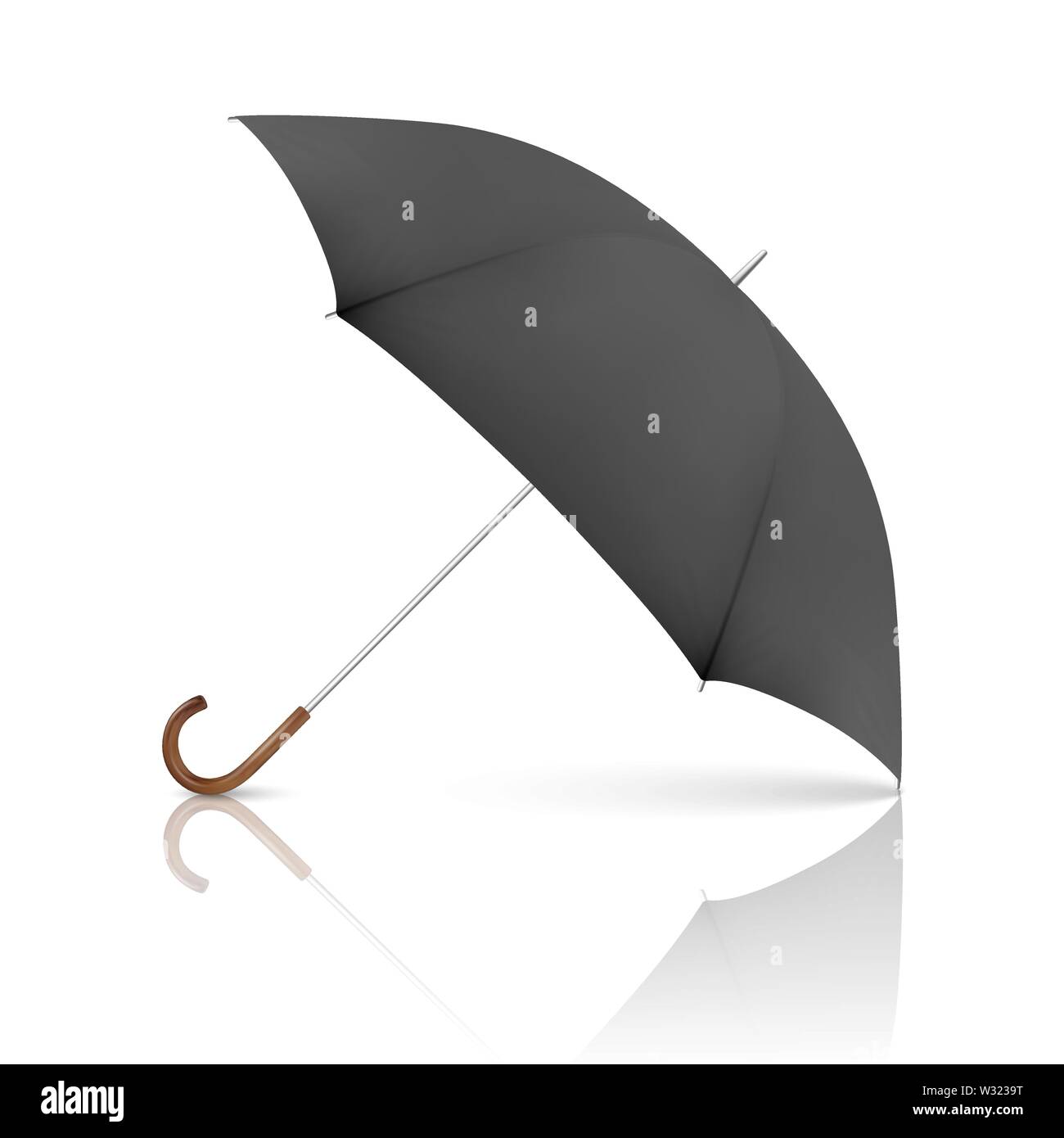 Vector 3d Realistic Render Black Blank Umbrella Icon Closeup Isolated ...