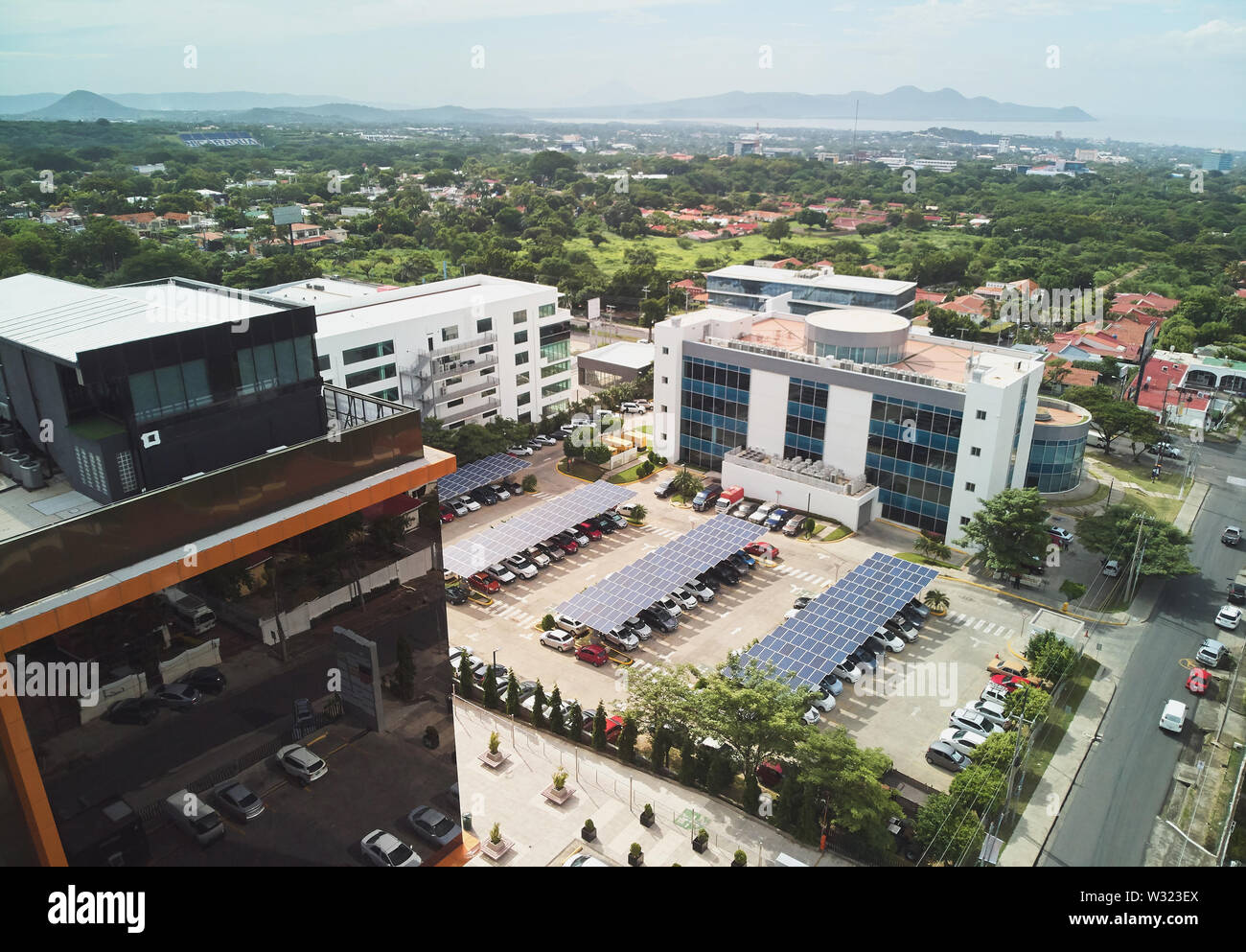 Business center in Managua nicaragua aerial drone view Stock Photo