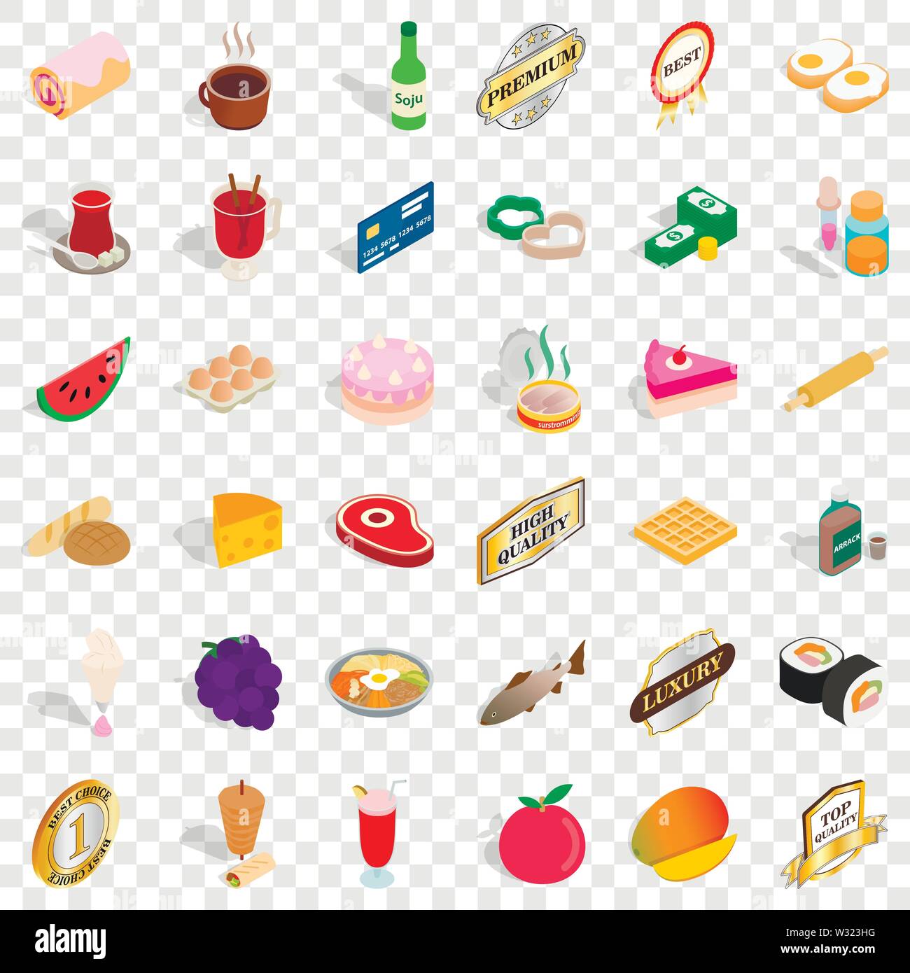 Premium icons set, isometric style Stock Vector