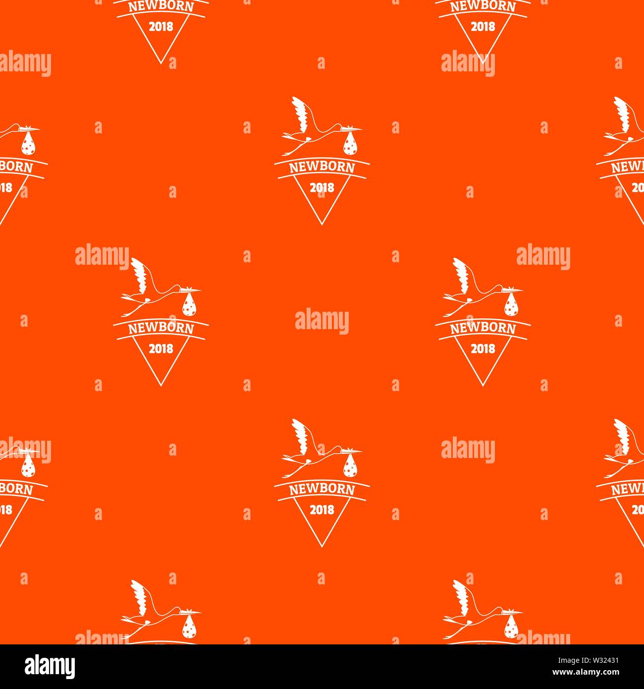 Newborn stork pattern vector orange Stock Vector