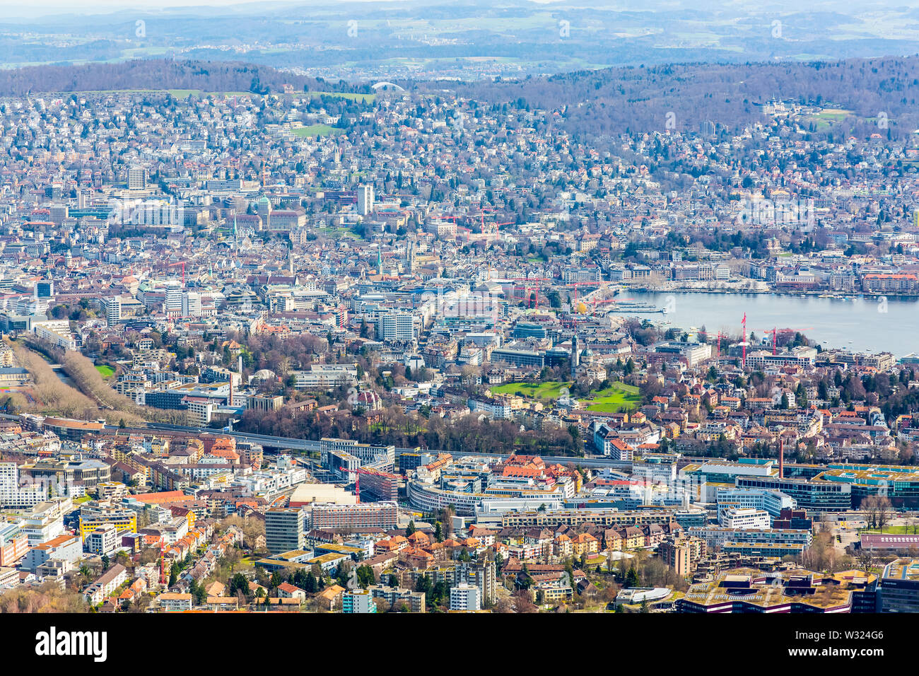 Panorama view of city of Zurich from the Uetliberg mountain Stock Photo