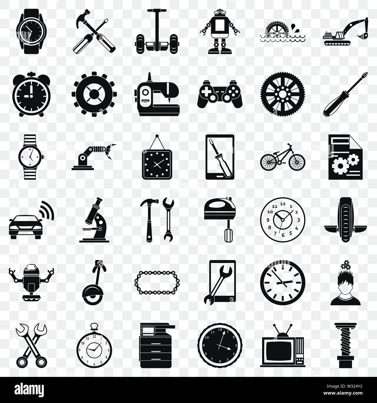Mechanic icons set, simple style Stock Vector