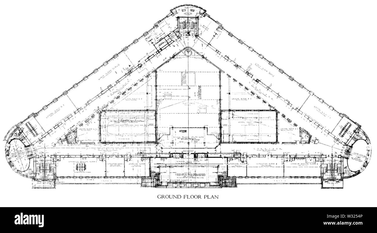 Schenley High School 1916 Ground Floor Plan Stock Photo