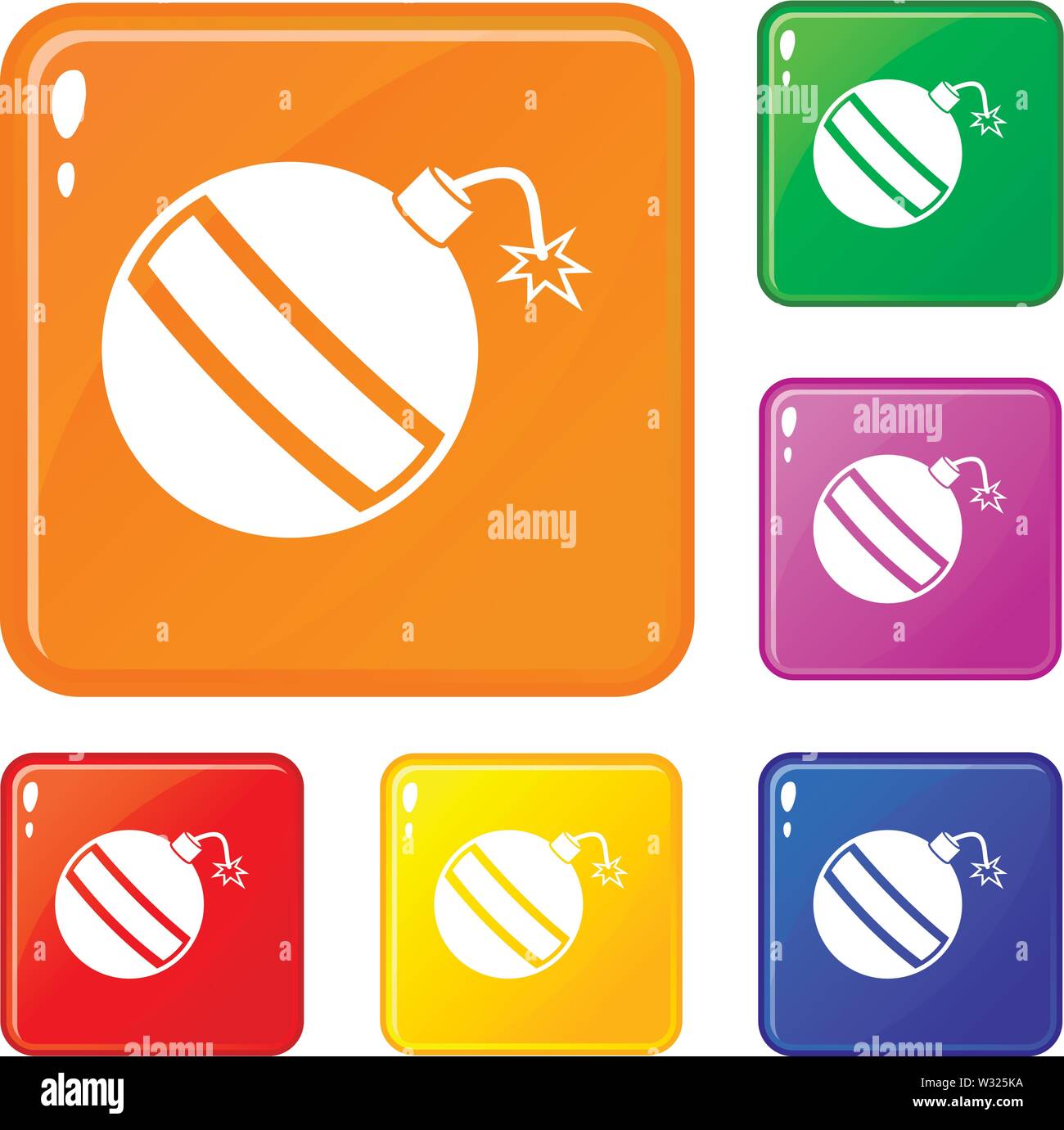 Bomb icons set vector color Stock Vector