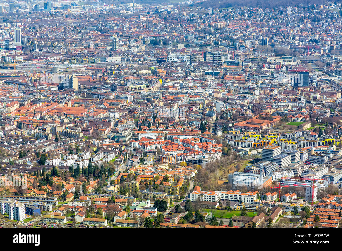 Panorama view of city of Zurich from the Uetliberg mountain Stock Photo