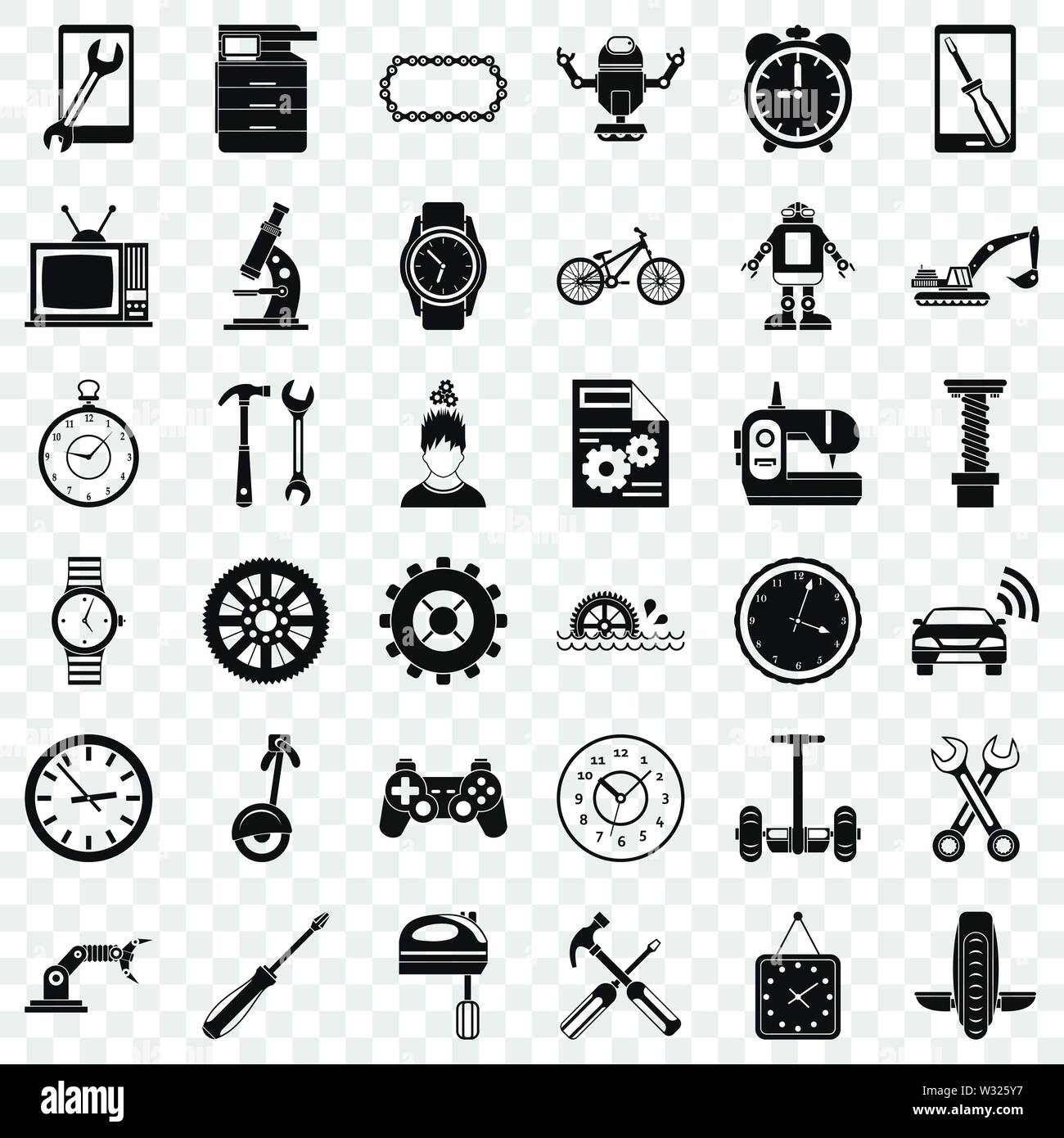 Screwdriver icons set, simple style Stock Vector