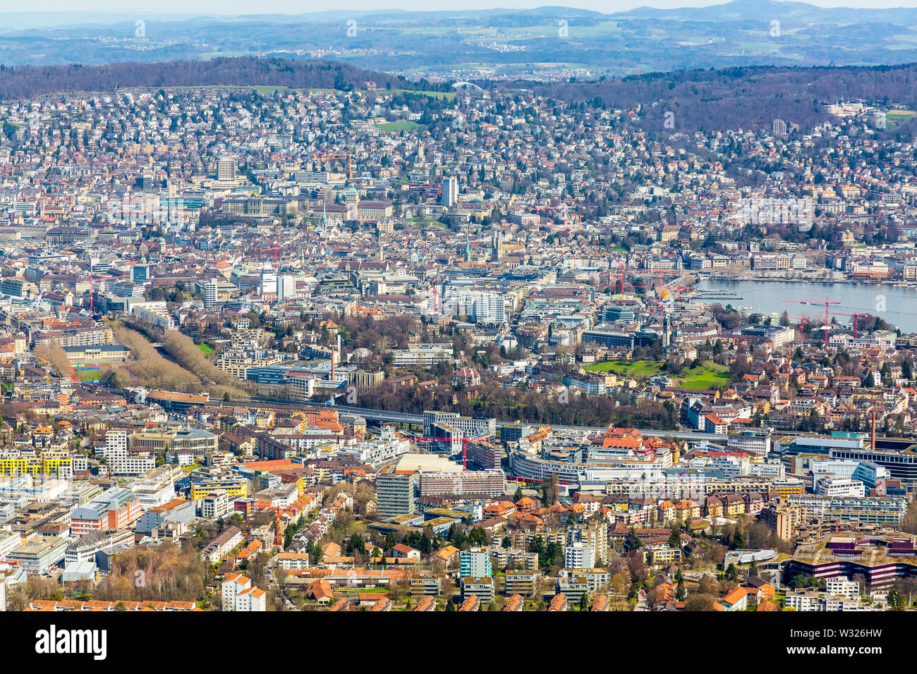 Panorama view of city of Zurich from the Uetliberg mountain Stock Photo