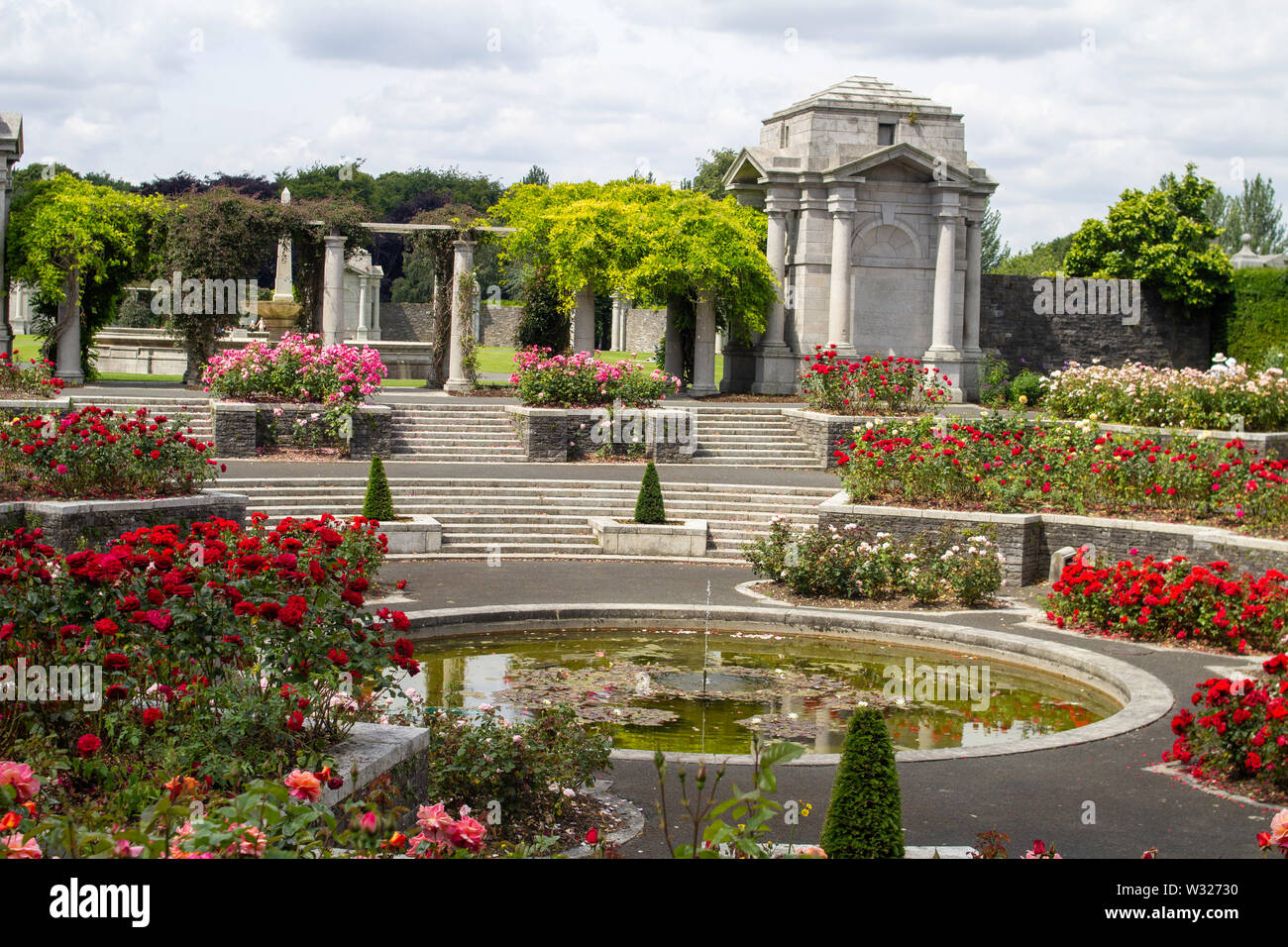 The rose garden of the Irish National War Memorial Gardens in