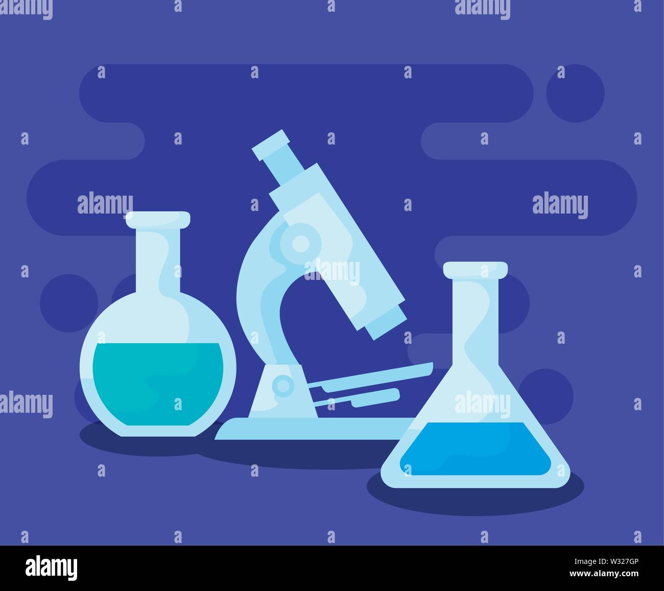 microscope laboratory with set of tubes test vector illustration design ...