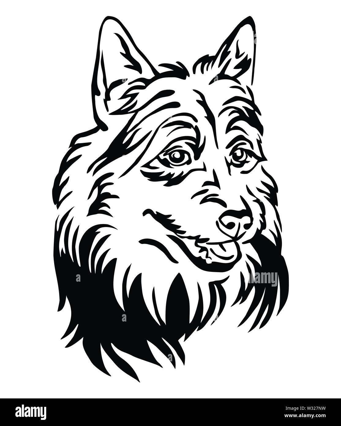 Decorative Outline Portrait Of Dog Australian Terrier Vector Illustration In Black Color Isolated On White Background Image For Design And Tattoo Stock Vector Image Art Alamy