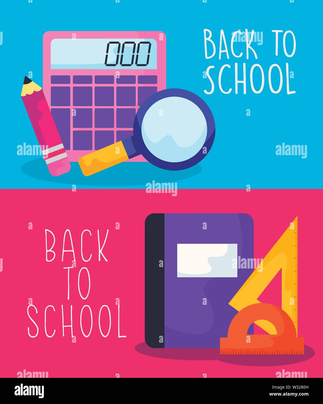 back to school with set supplies education vector illustration design ...