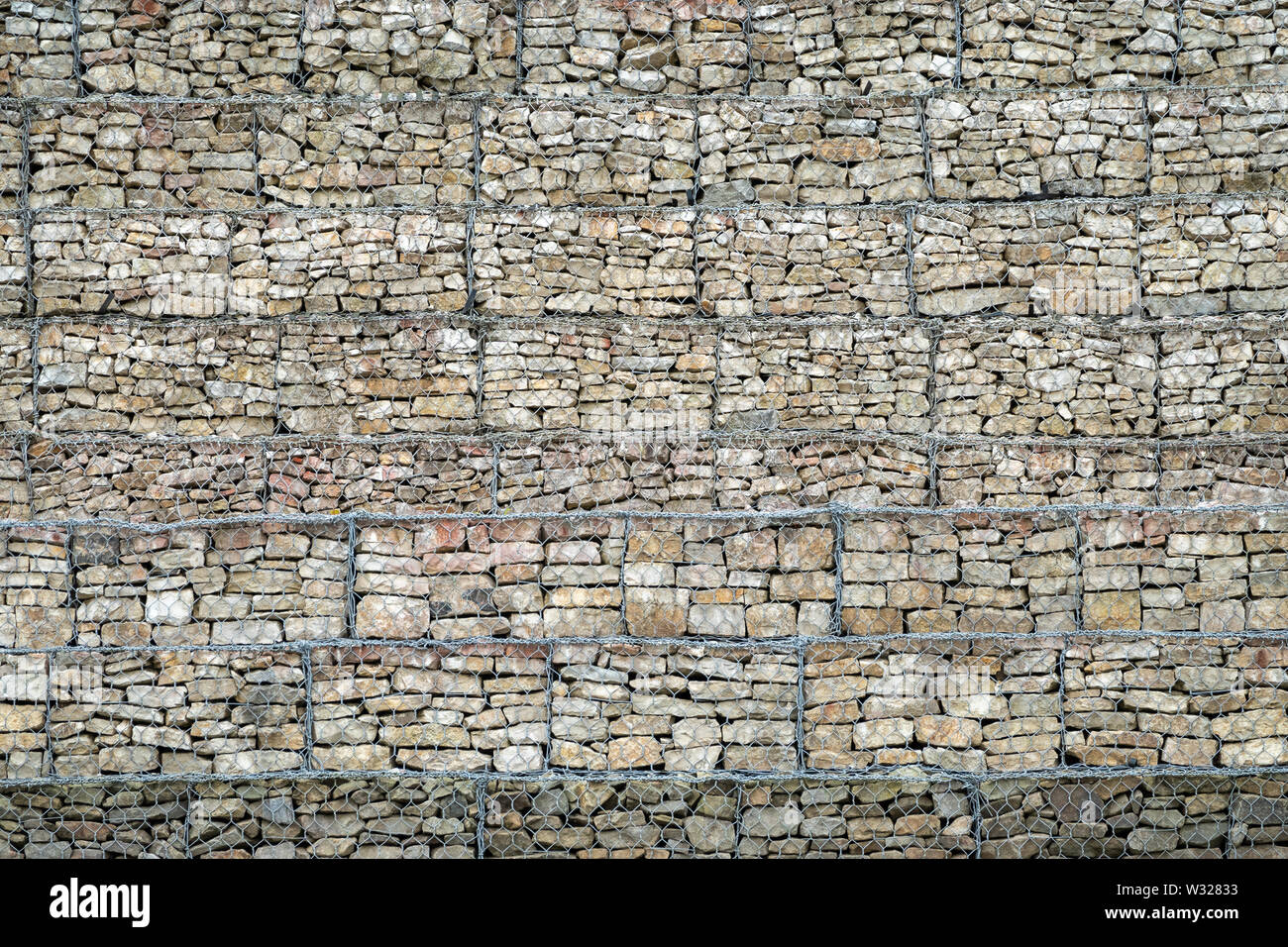 Gabion Wall From Rocks And Stones In Metal Wire Box. Fence of stones in the  grid. Protective stone wall in the grid. Background, texture of stone wall  Stock Photo - Alamy