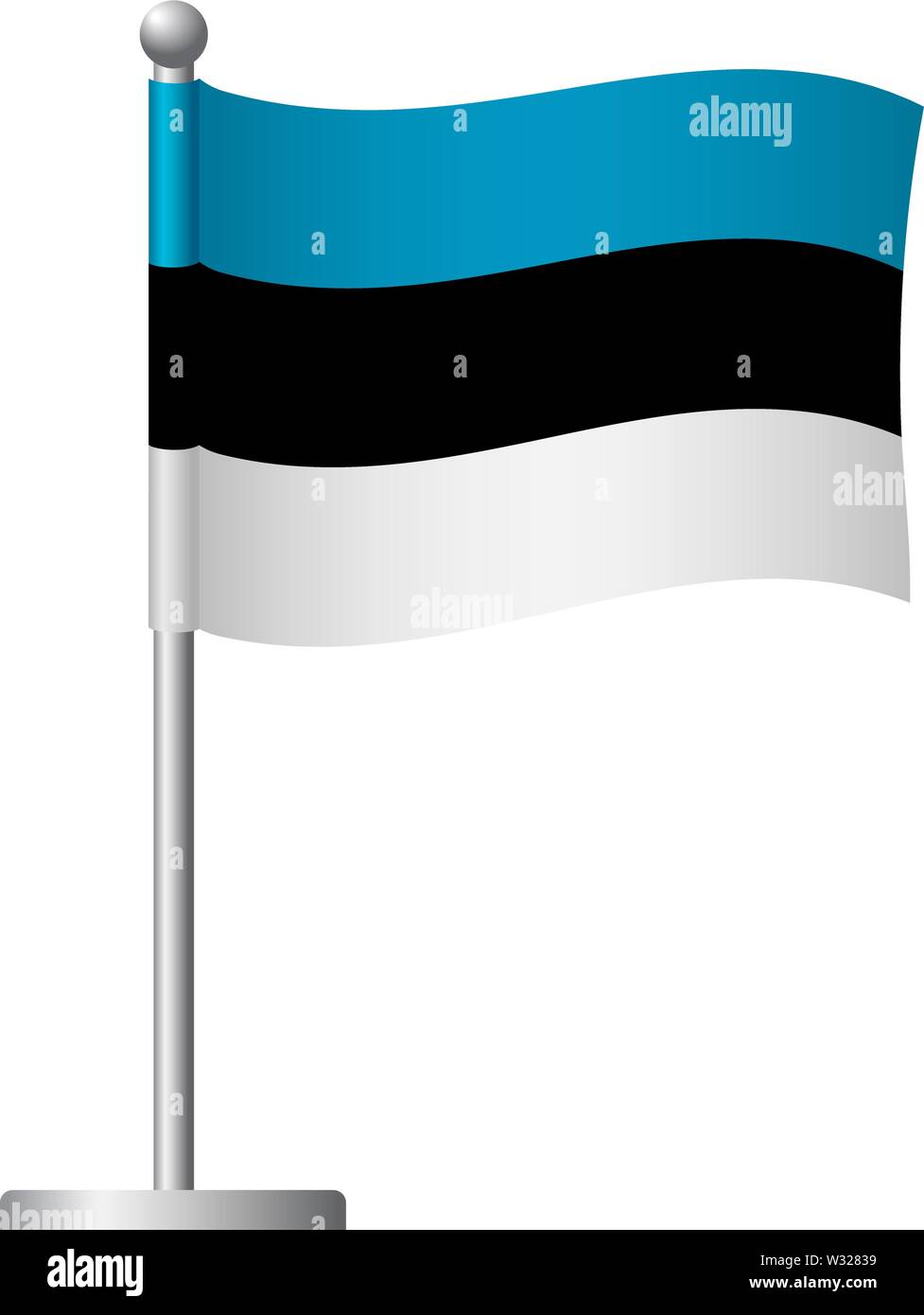 Estonia flag on pole. Metal flagpole. National flag of Estonia vector ...