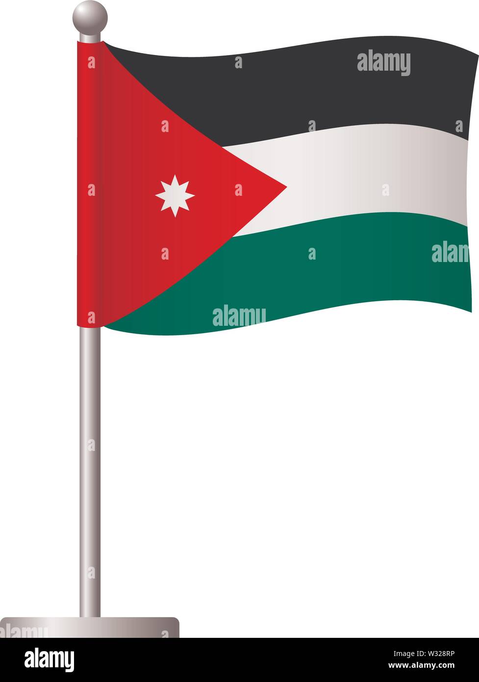 jordan flag on pole. Metal flagpole. National flag of Jordan vector