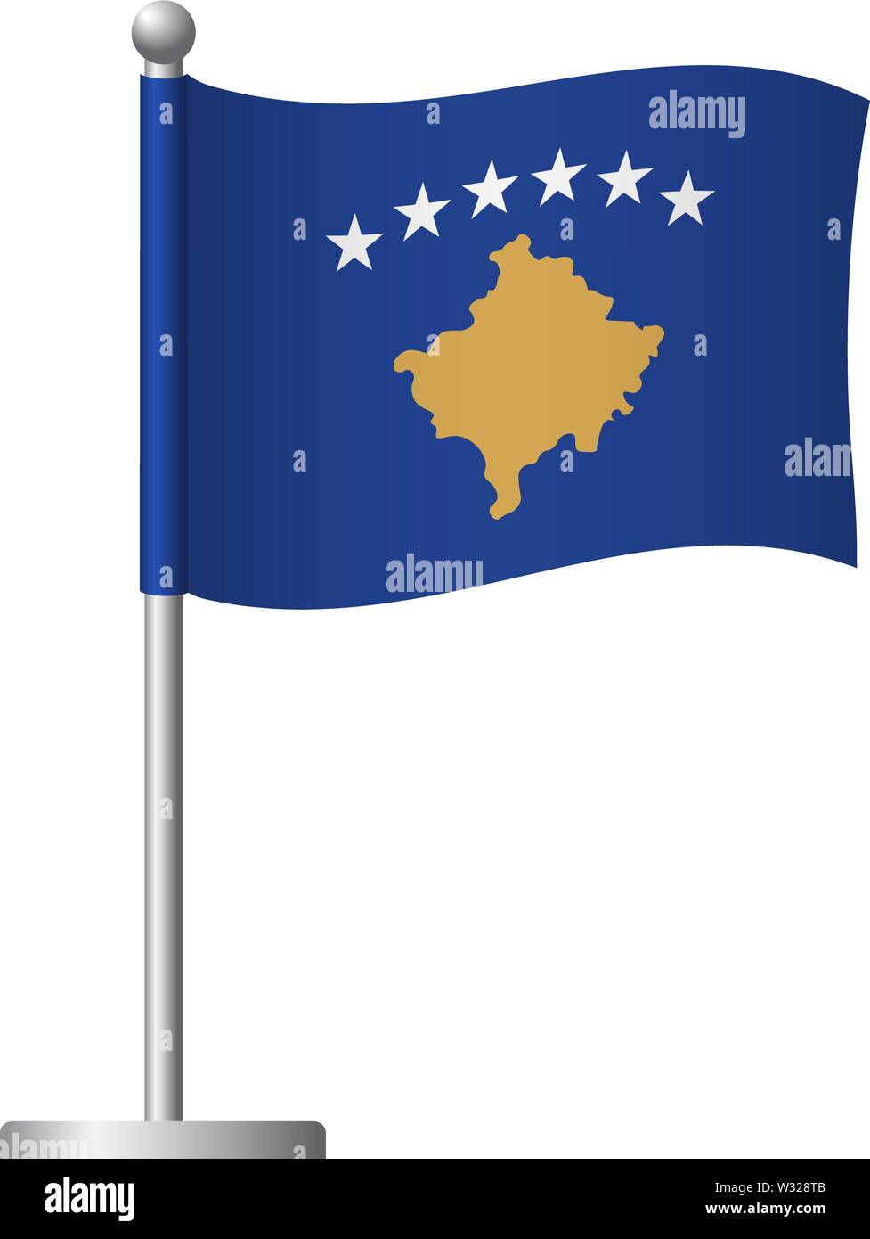 Kosovo flag icon. National flag of Kosovo on a pole illustration Stock  Photo - Alamy