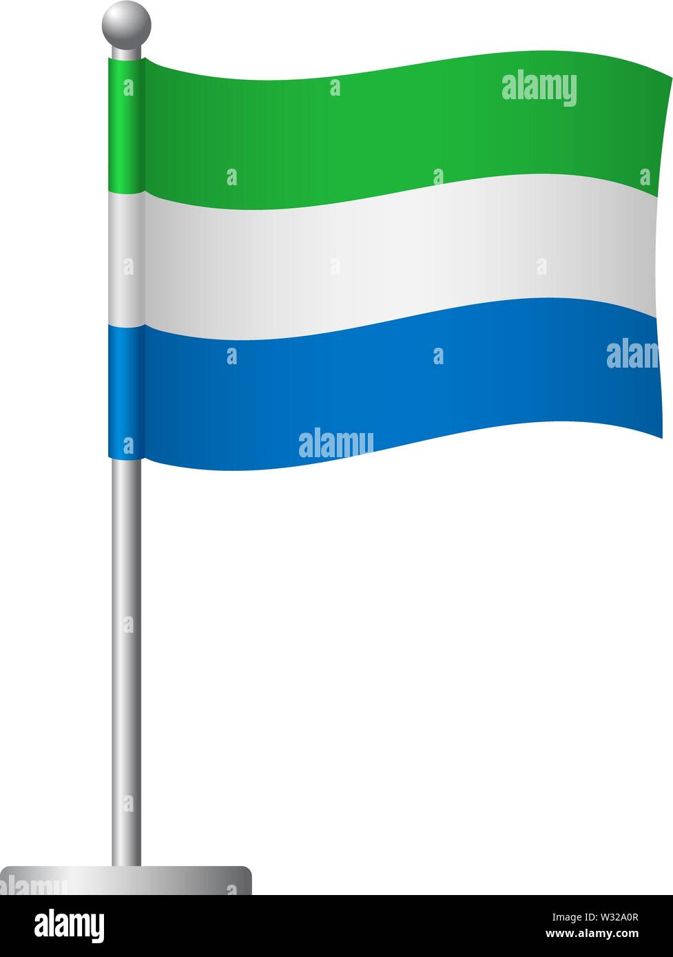 Sierra leone flag on pole Metal flagpole. National flag of Sierra leone ...