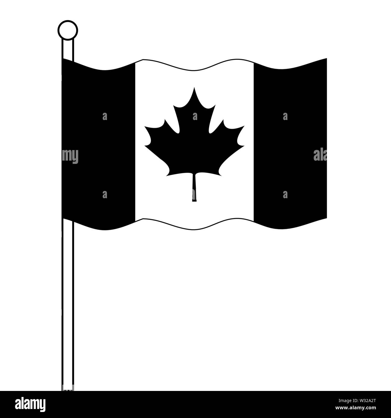 Canadian Flag Black And White