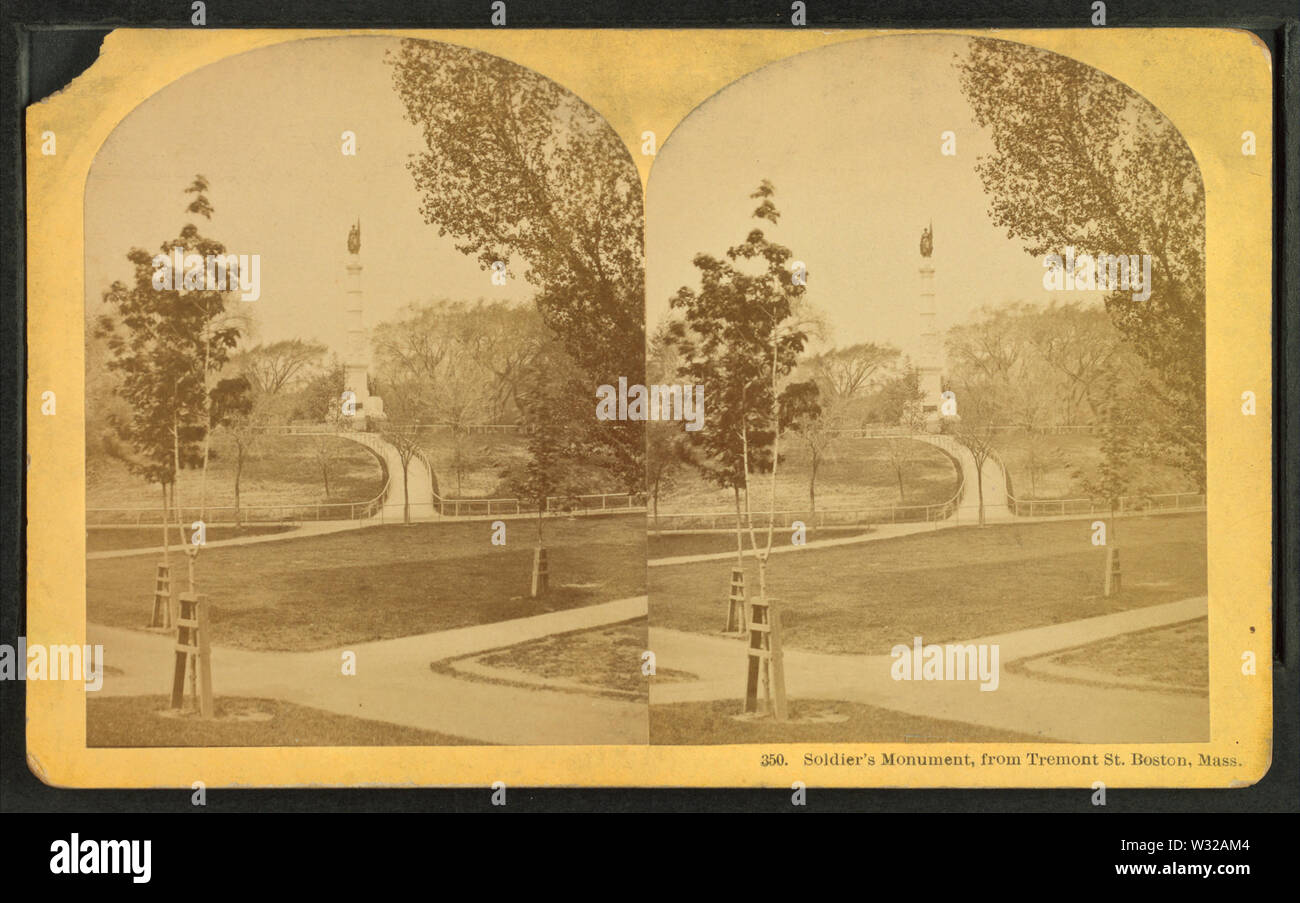 Soldier's Monument from Tremont St, Boston, Mass, by Kilburn, B W (Benjamin West), 1827-1909 Stock Photo