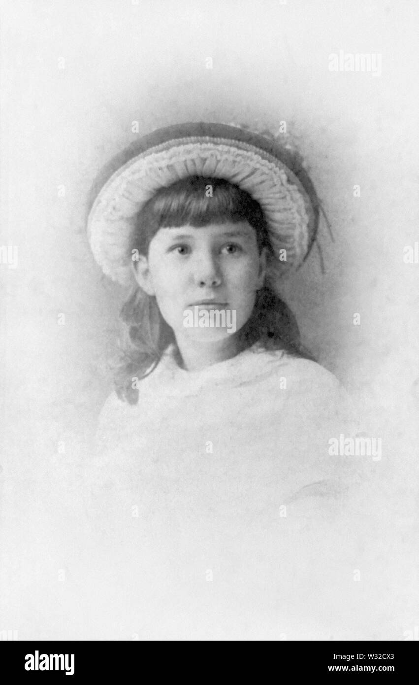 Ellen Herndon Arthur (1871-1915), Daughter of U.S. President Chester A. Arthur and Ellen Lewis 'Nell' Arthur, Head and Shoulders Portrait, Photograph by William Kurtz, 1883 Stock Photo