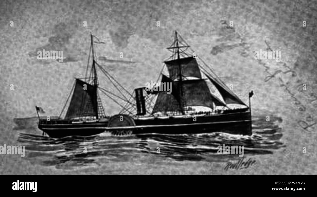 Steamship California - first American steamship to round the Horn - from a photo taken in 1872 Stock Photo