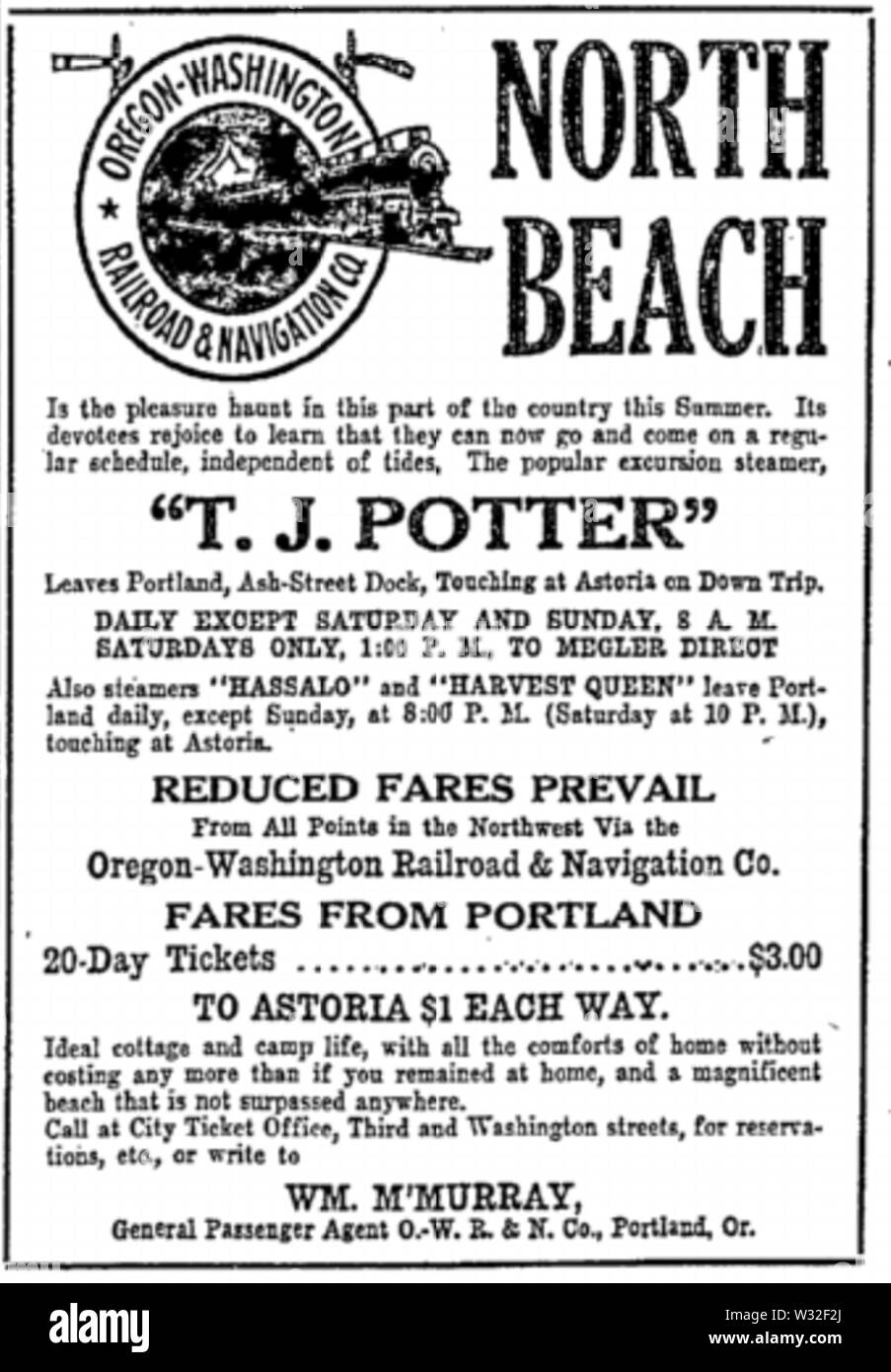 Steamers to North Beach advertisement 1911 Stock Photo Alamy