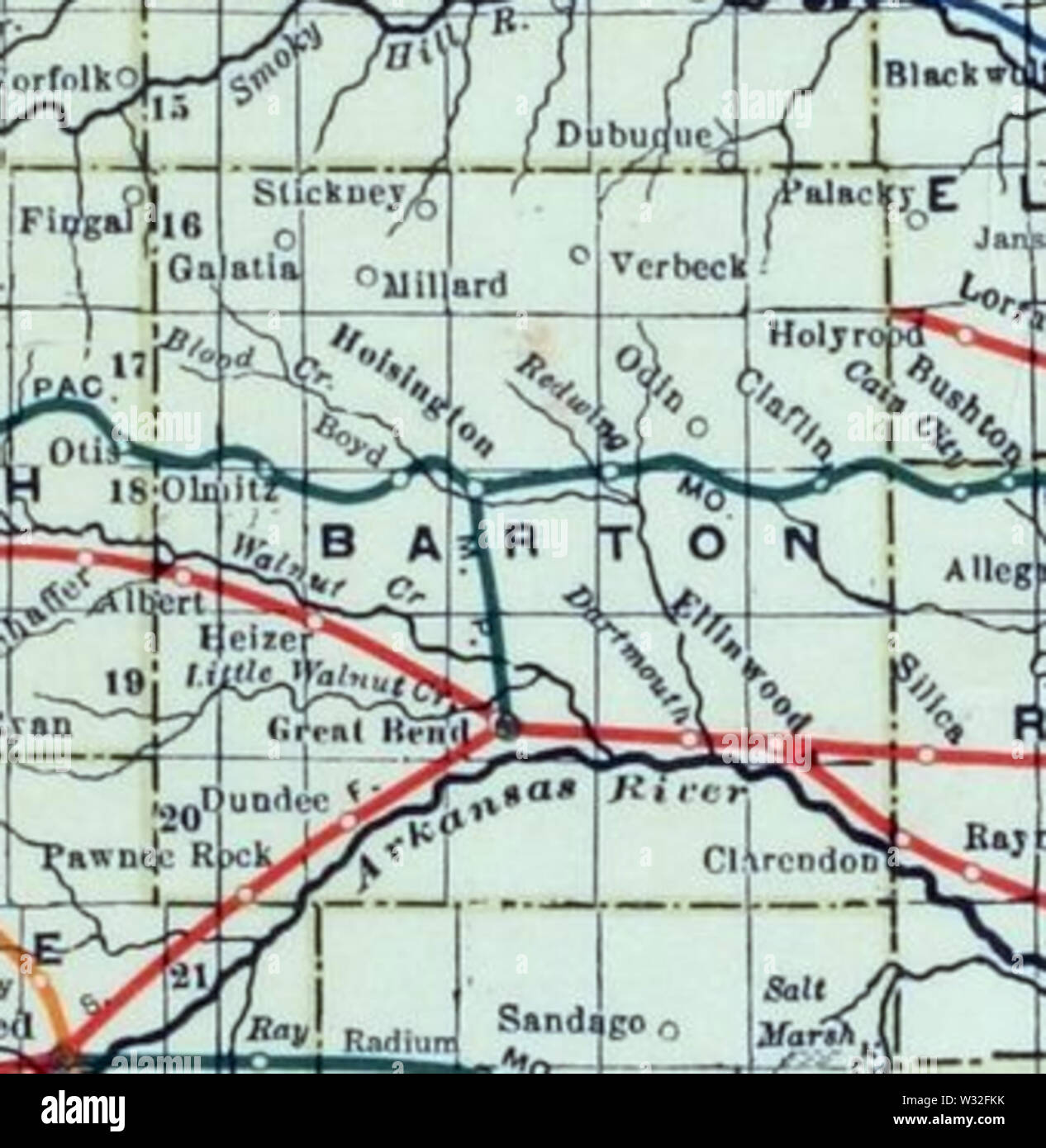 Stouffer's Railroad Map of Kansas 19151918 Barton County Stock Photo Alamy