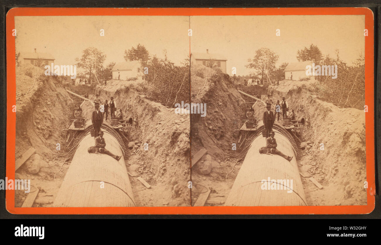 Sudbury River Conduit, BWW, div 4, sec 15, Sept 13, 1876, view near Beacon St, from Robert N Dennis collection of stereoscopic views Stock Photo