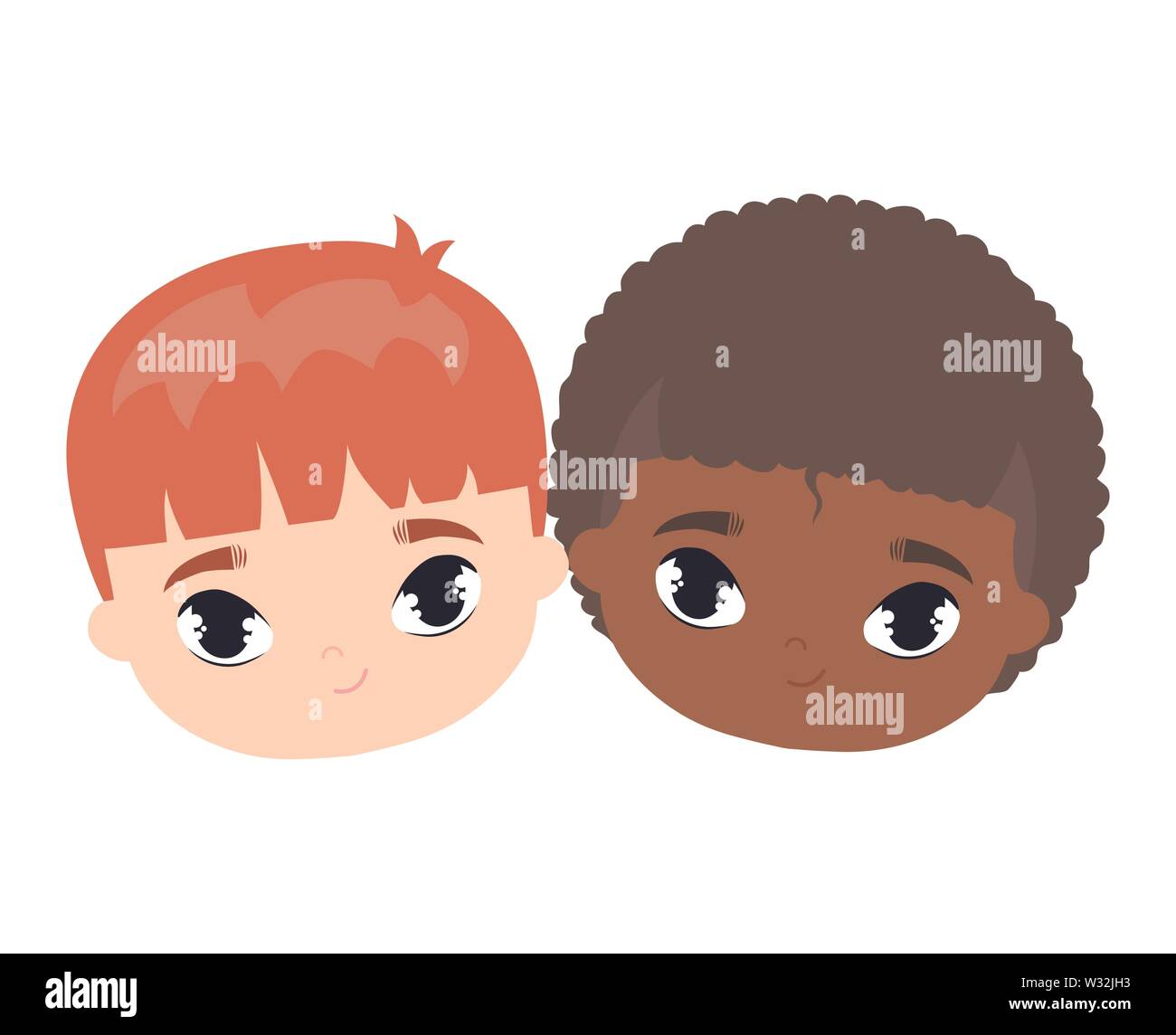 heads of cute little kids avatar character vector illustration design ...