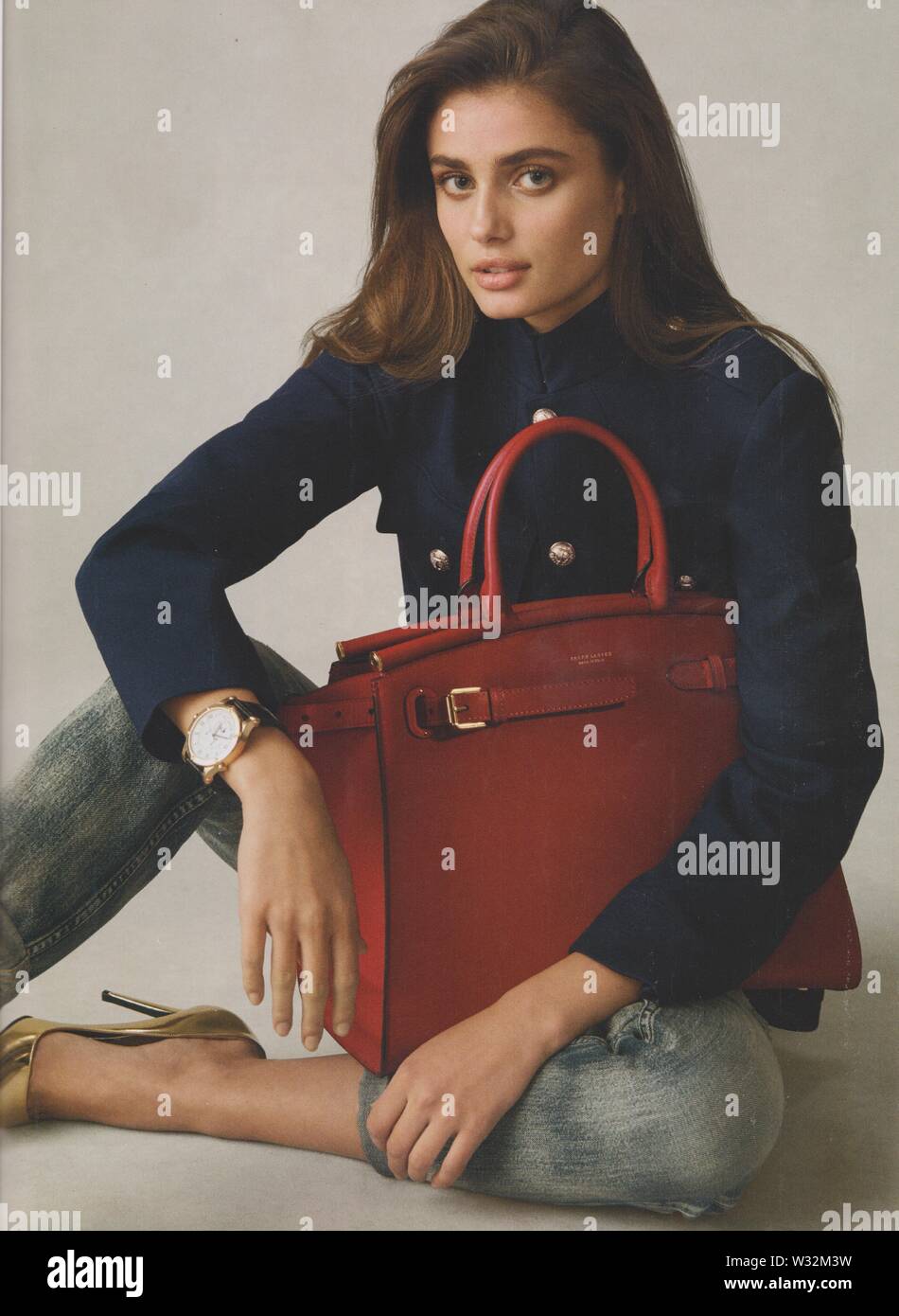 poster advertising Ralph Lauren fashion house with Taylor Hill in paper  magazine from 2019, advertisement, creative Ralph Lauren advert from 2010s  Stock Photo - Alamy