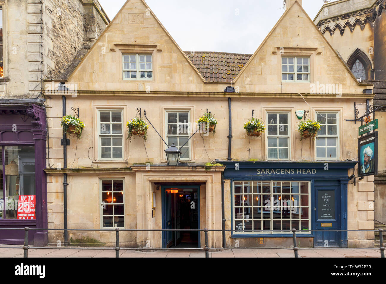 The Saracens Head, an historic Greene King pub in Broad Street in the