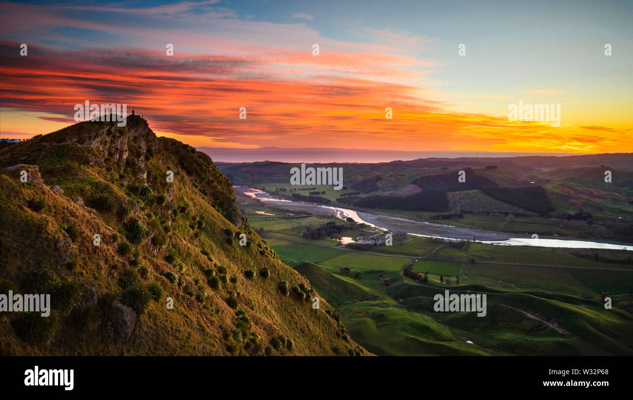 Sunrise at Te Mata Peak Stock Photo