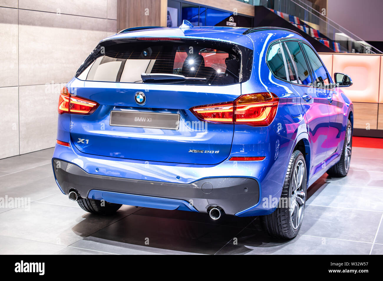 Geneva, Switzerland, March 2019 blue BMW X1, Geneva International Motor  Show, 2nd gen, F48, subcompact luxury SUV manufactured by BMW Stock Photo -  Alamy