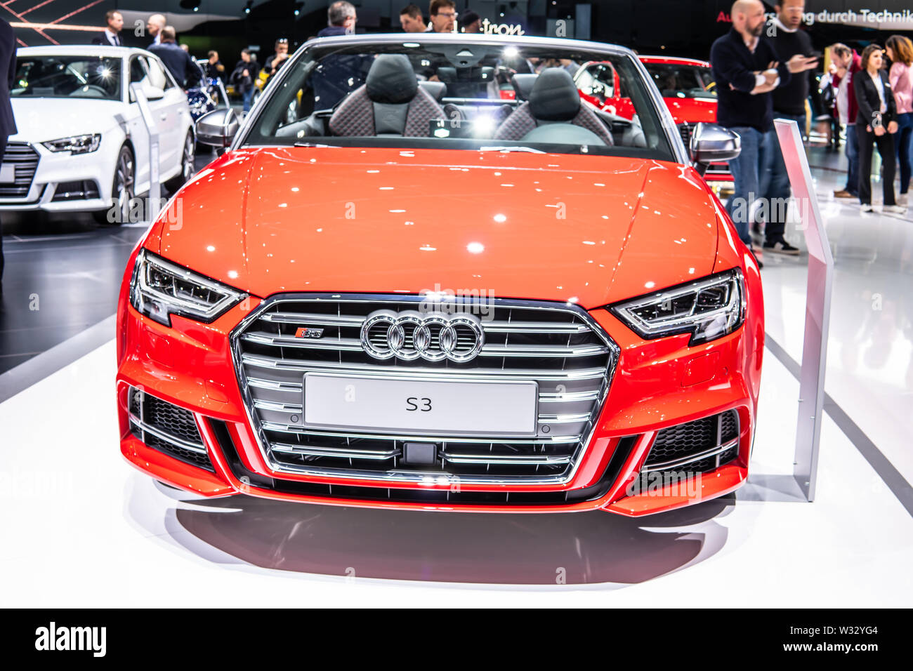 Geneva, March 2019 red Audi S3 2.0 TFSI Cabriolet, Geneva International ...