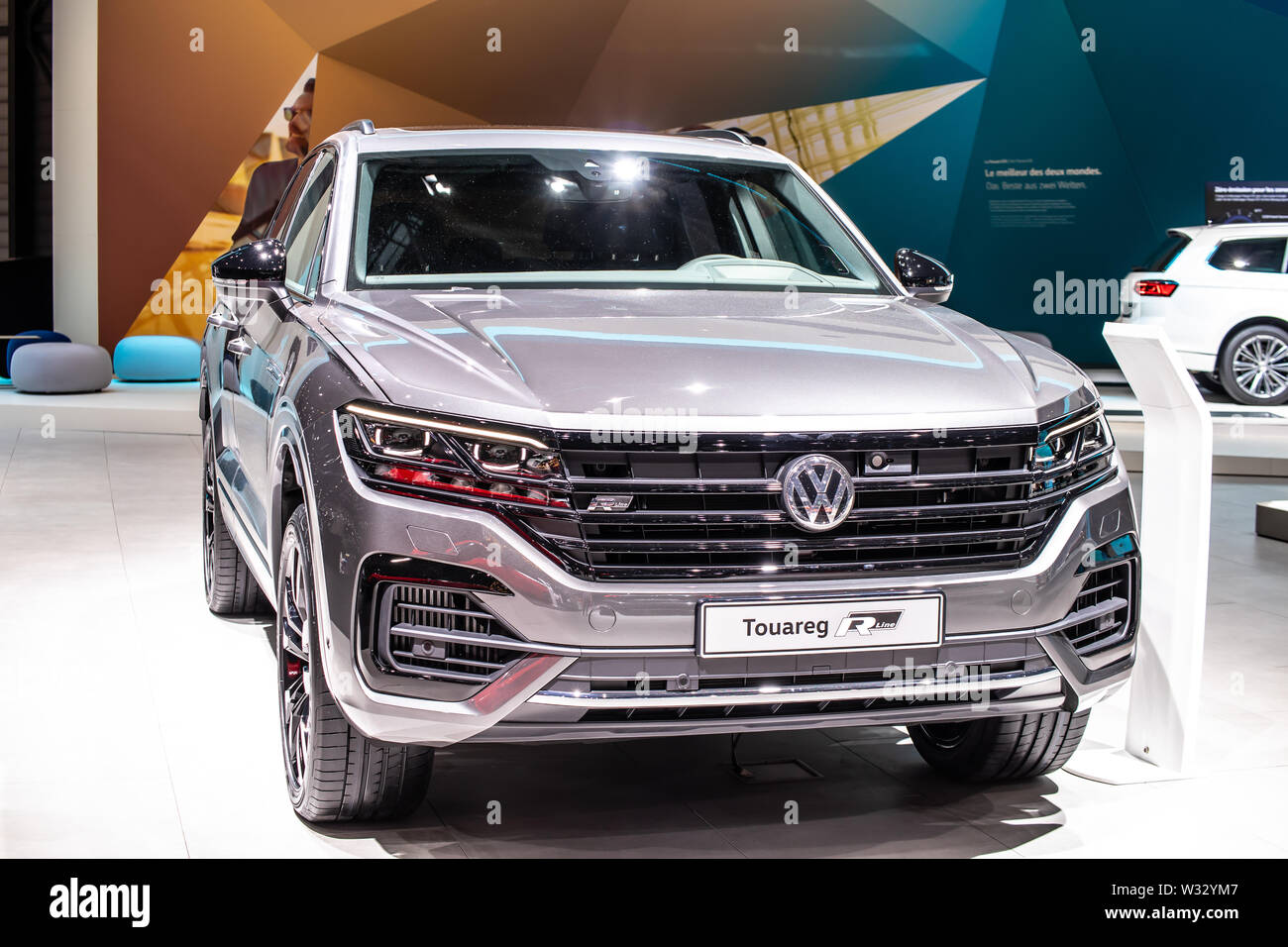 Geneva, March 2019 all-new Volkswagen VW Touareg R-Line, Geneva  International Motor Show, 3rd gen, MLB platform, luxury crossover SUV by  Volkswagen Stock Photo - Alamy