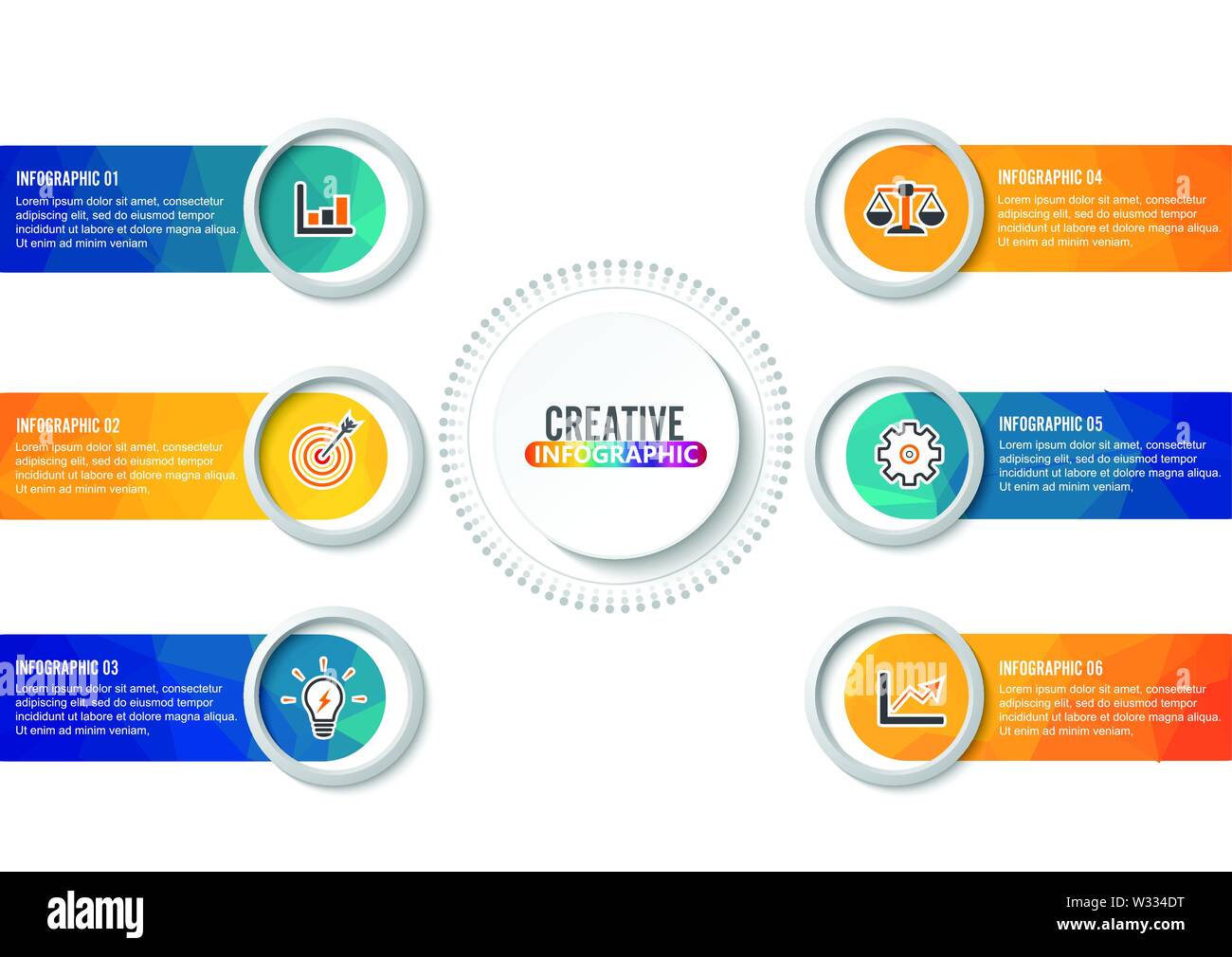 Light crossing infographics template with six diversity options in various  colors. Multipurpose infographic template with several branchings on light  Stock Vector Image & Art - Alamy