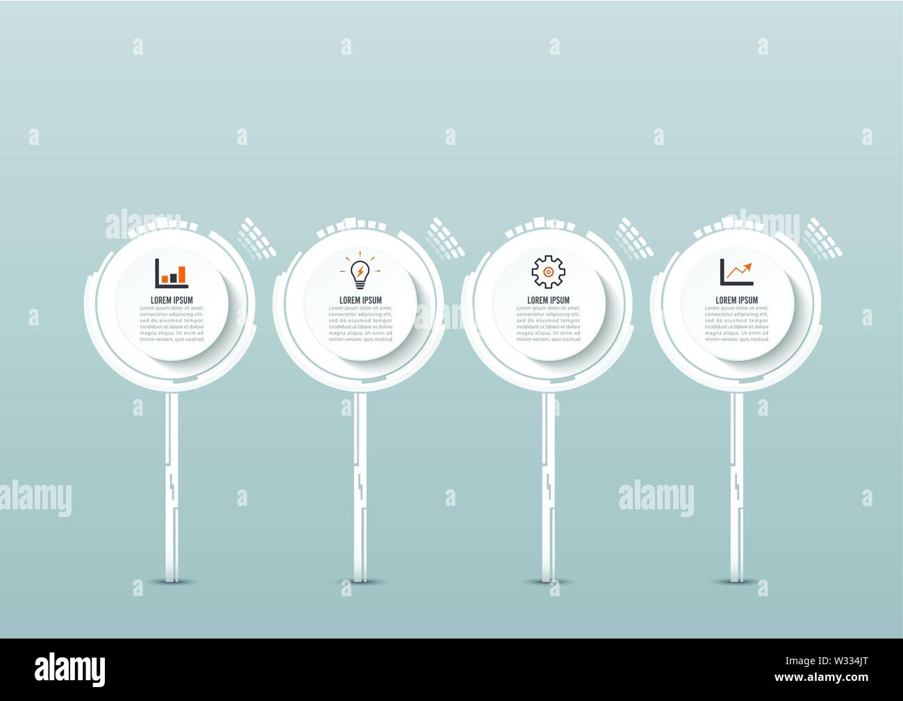 Vector infographic technology design template,integrated circles. Business concept with options. Vector illustration. Used for workflow layout. Stock Vector