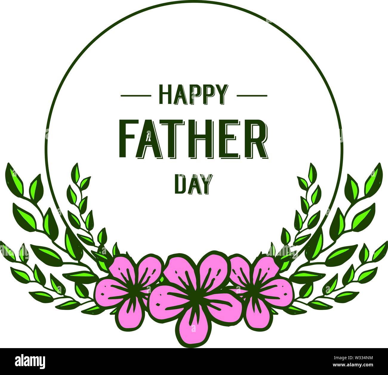 Vector illustration congratulation father day for crowd of green leafy ...