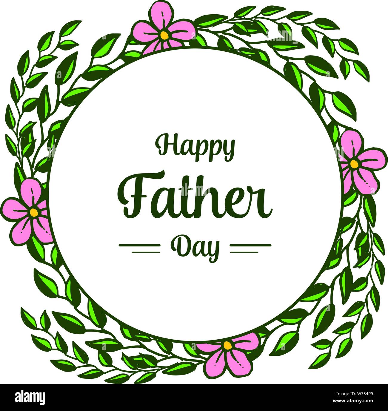 Vector illustration congratulation father day for crowd of green leafy ...