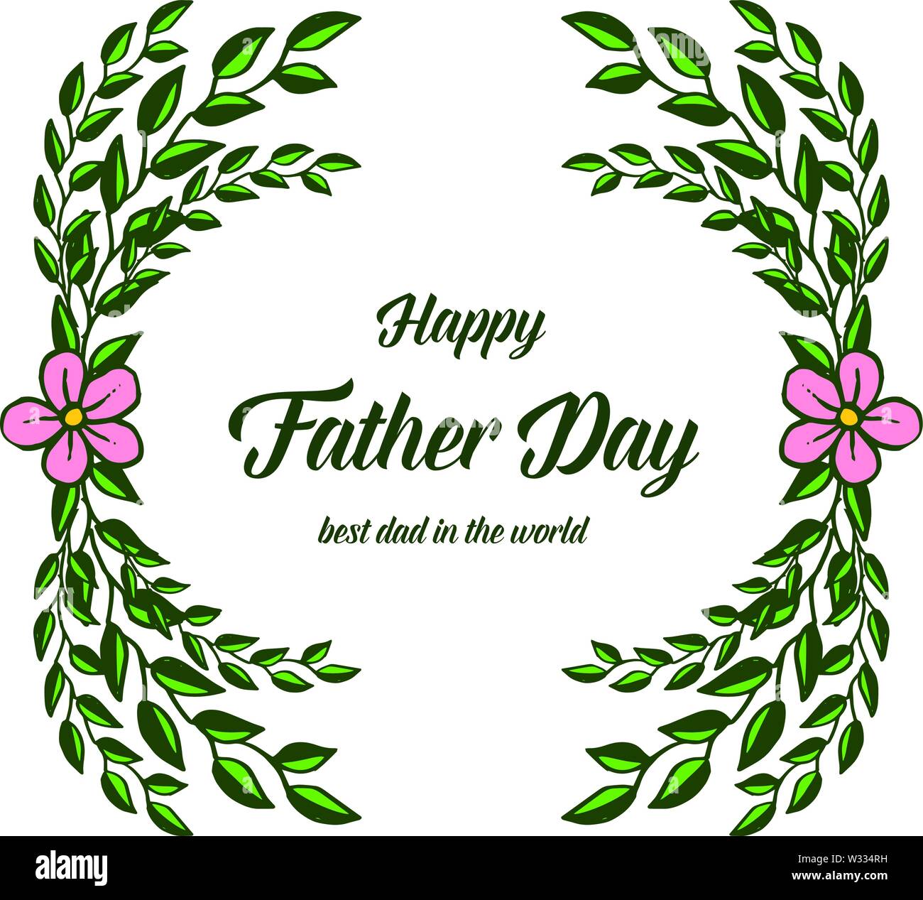 Vector illustration congratulation father day for crowd of green leafy ...