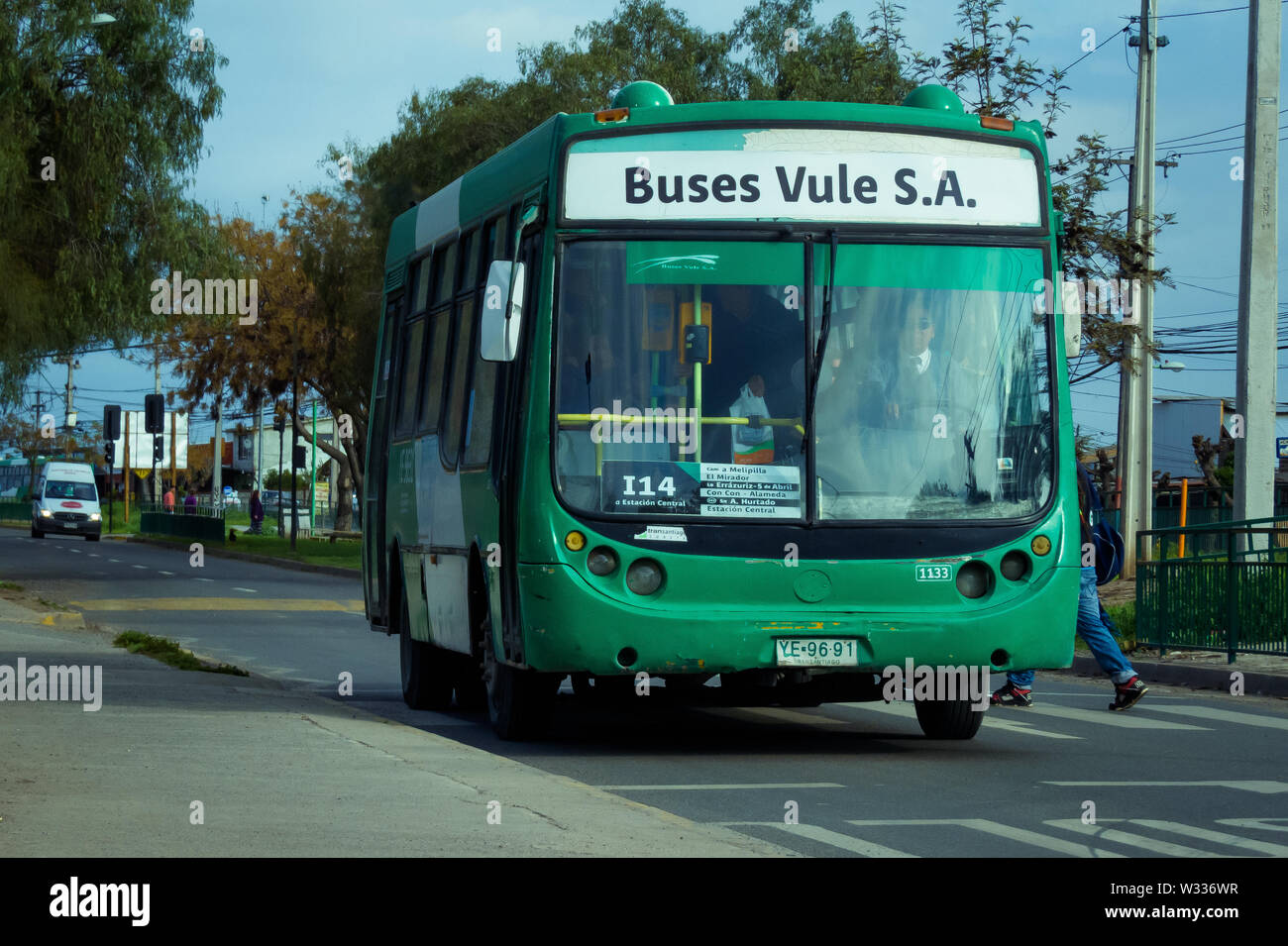 SANTIAGO, CHILE - SEPTEMBER 2014: A Transantiago bus in Cerrillos Stock