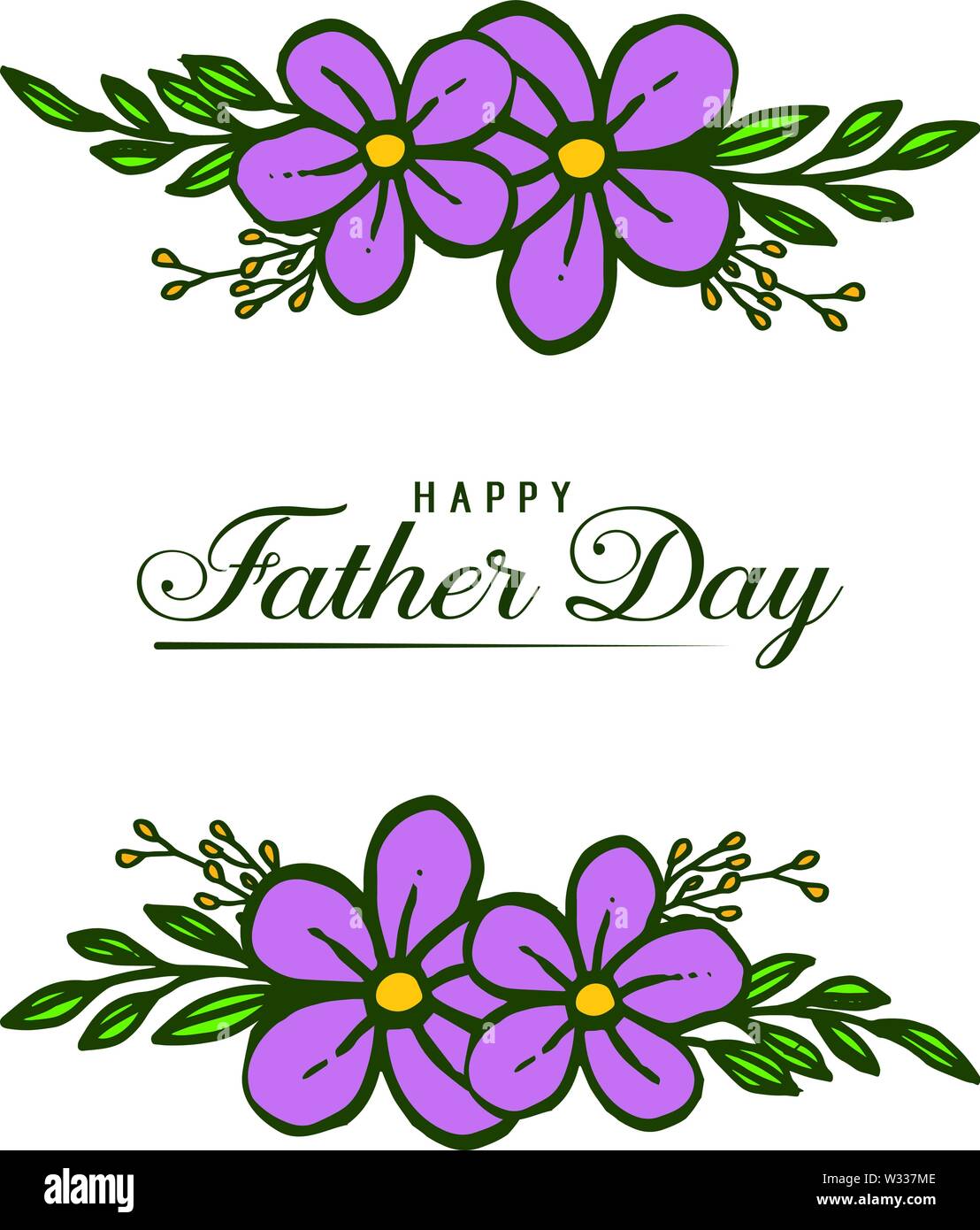 Isolated on white background, leaves and flowers, decor for happy father day. Vector