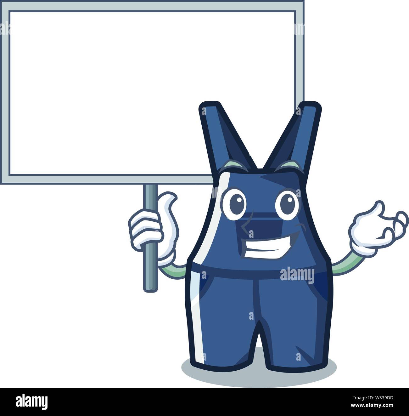 Bring board overalls isolated with in the mascot Stock Vector